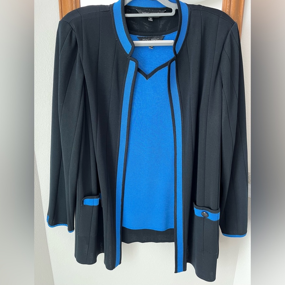 Ming Wang Black and Blue Women's Jacket